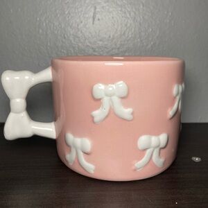 Target Valentines Day Pink White Bow Mug Cup Bullseye Playground NEW Ceramic